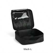 1pc Travel Makeup Case, Cosmetic Storage Box, Portable Makeup Artist Organizer Bag With Adjustable Dividers, Can Store Cosmetics, Makeup Brushes, Toiletries, Jewelry, Digital Accessories, Also Can Be Used As Room Decor, Storage Box, Cosmetic Organizer, Makeup Bag, Toiletry Bag, Cosmetic Pouch - Black - View 7