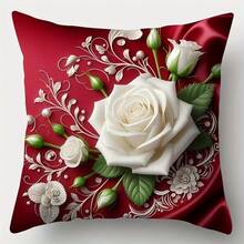 4pcs Rose Pattern Throw Pillow Covers, Single-Sided Printing, Size 17.7*17.7 Inches, Romantic Floral Design, Suitable For Sofa, Bedroom And Home Decor, Applicable For Various Festivals, Pillow Inserts Not Included - Multicolor - View 6