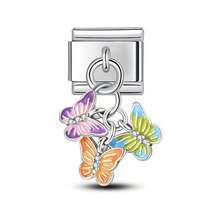 Kit de joyería DIY con brazalete intercambiable de acero inoxidable modular, incluye dijes con forma de corazón, mochila y flor, adecuado para todos, regalo único para mujeres - colgante - Ver 11