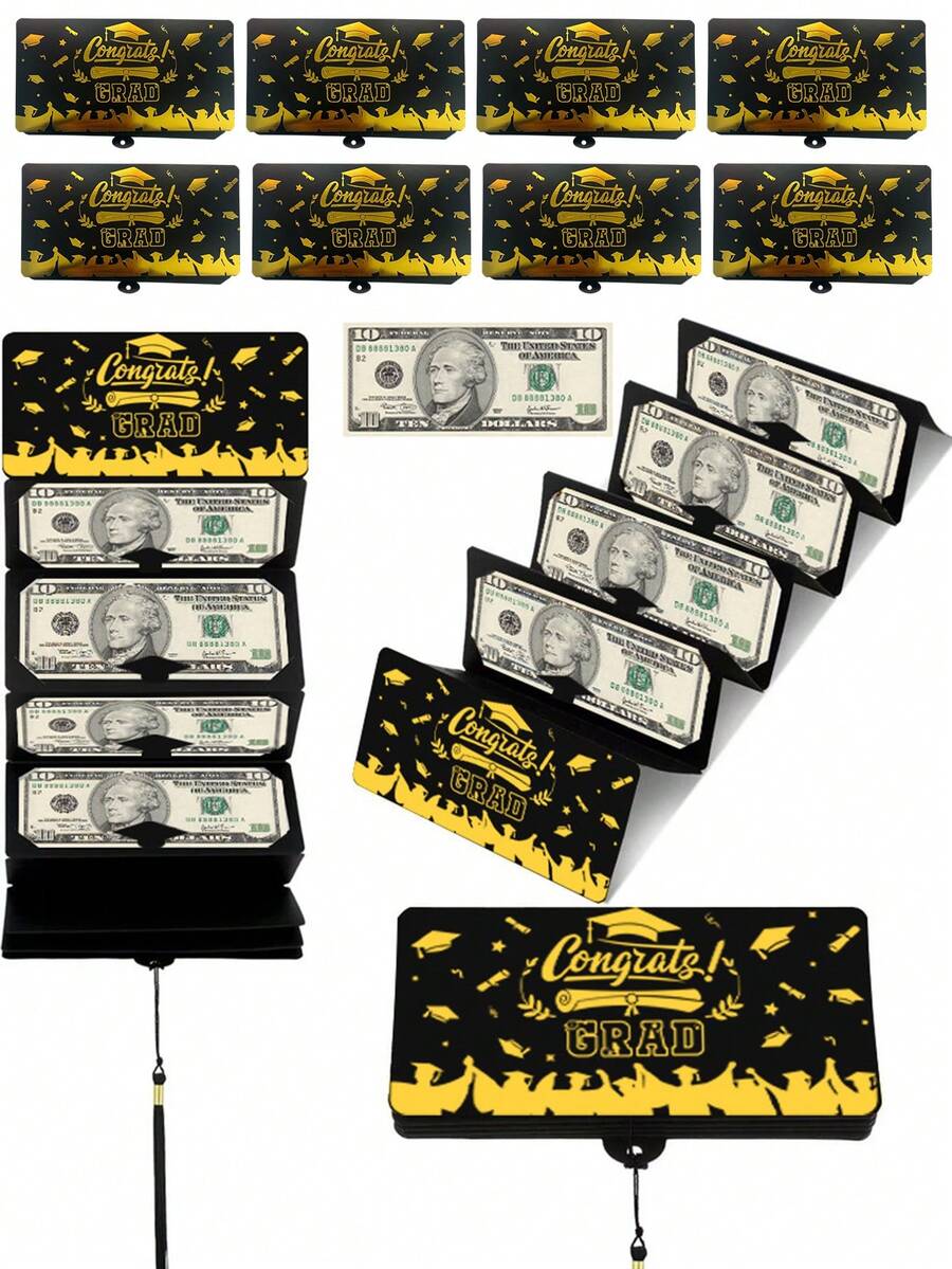 2pcs Graduation Gift Money Envelopes, 10-Slot Cash Gift Holder, High School/College Celebration Accessory, Graduation Cash Gift, Cash Envelope, Cash Gift Card, Cash Gift Packaging Display, Elegant Gift Envelope, Exquisite Souvenir - Wallet - View 1