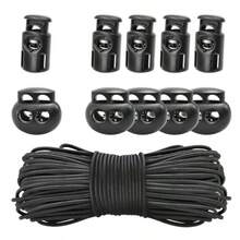 20PCS Plastic Spring For Drawstring1/8 Inch 65Feet Elastic Cord Small Paracord Spring Toggle Stopper Elastic Shoeslace Locks String Clips Sweatpants Gloves Bungee Swim Goggles Replacement - 0120pcs Cord Locks 20m Elastic - View 1