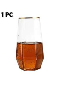 5只装无柄葡萄酒杯，金色杯口，9盎司钻石纹 - 耐用防碎 | 适用于葡萄酒、鸡尾酒、果汁、香槟 | 情人节、新年、婚礼、新娘送礼会、生日派对的完美礼物 - 查看 7