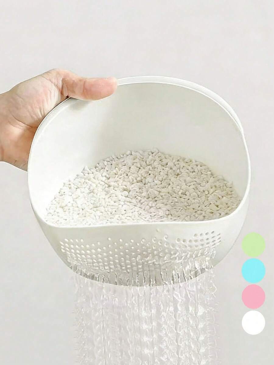 Cesta de arroz de plástico pequeña, cesta de arroz con asa creativa, conveniente de usar, utensilio de cocina multifuncional - gran capacidad, diseño estilizado, drenaje y almacenamiento rápidos, adecuada para lavar arroz/verduras