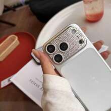 High-Quality Crystal Embedded Alloy Camera Lens Protective Film, Compatible With Apple 17/16/15/14/13/12/11 Pro Max Pro Plus Mini, Multicolor Glossy - Silver - View 6