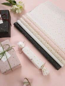 10pcs Thin Paper Sheets, 3 Colors, With Star & Pattern Designs, Suitable For Wedding, Valentine's Day, Birthday Gift Wrapping, Bouquet Wrapping, Gift Bag Filler And Party Favors - Multicolor - View 4