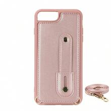 OUKNOEO 時尚人造皮革斜挎手機包，適用於 iPhone 18 17e Air 16e 15 14 13 Pro Max Plus S26 S25 Edge S24 Ultra A37 A57 Z Fold 7 6 5 4，附手腕帶與長掛繩 - 粉色 - 查看 51
