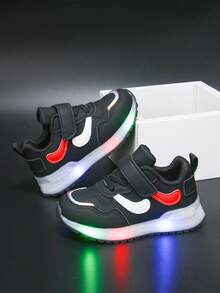 Children's Fashionable Versatile LED Light Up Sports Shoes, Suitable For Spring And Autumn - Black - View 2