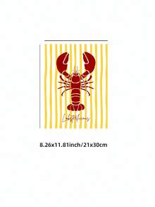 1pc Frameless Red Lobster Yellow Background Art Print, Funny Kitchen Wall Decor, Vintage Restaurant Poster For Bedroom, Dorm, Back To School, Funky Posters, Gift - Red Lobster - View 11