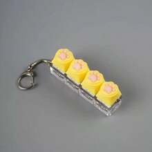 New Round Cap Decompression Button 9-Key Tester Keyboard Cat Keychain Finger Squeeze Stress Relief Hanging Accessory, Squeeze Click Stress Relief Keychain Keyring Bag Charm, Cat Paw Butt Pattern, Suitable For Adults And Kids, Can Be Used As Birthday, Holiday, Party, Children's Day, Graduation, Back To School Gifts - Multicolor - View 9