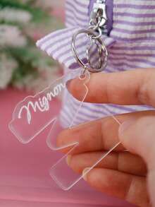 Custom Clear Initial Keychain, Personalized Name Key Chain, Keychains Bag Charm, Minimalist Transparent A-Z Alphabet Pendant Design, Customized Gift - Style E - View 6