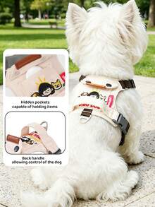 DomKim Adjustable No Pull Soft Padded Dog Harness, Decorative Embroidered Vest Harness With Storage Pocket, Reflective Anti-Escape Pet Walking Vest, Breathable Lightweight Outdoor Walking Gear For Puppy Small Medium Dogs, Multi Sizes Mixed Colors - White - View 3