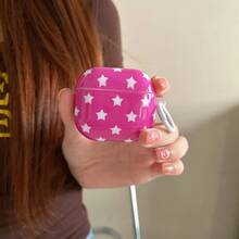 1 pieza Funda protectora de auriculares de manzana con diseño de estrella fucsia de material IMD, resistente a arañazos, resistente al desgaste, no descolorida, protectora, a prueba de polvo, elegante y adecuada para adolescentes y jóvenes, adecuada para uso diario y regalos, compatible con 4, Pro 3, New Pro 2, 3, 2 - Multicolor - Ver 2