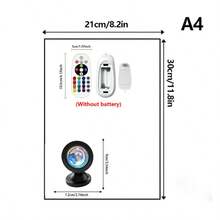 The RGB Sunset Lamp Fixture Offers 16 Different RGB Colors, 4 Lighting Modes, And Convenient Remote Control Functions. It Can Create A Perfect Atmosphere For Relaxation, Photography, Or Gatherings. It Is Powered By USB And Easy To Use, Making It An Ideal Aesthetic Lighting Upgrade Choice For Any Room. - 黑色 - 查看 4