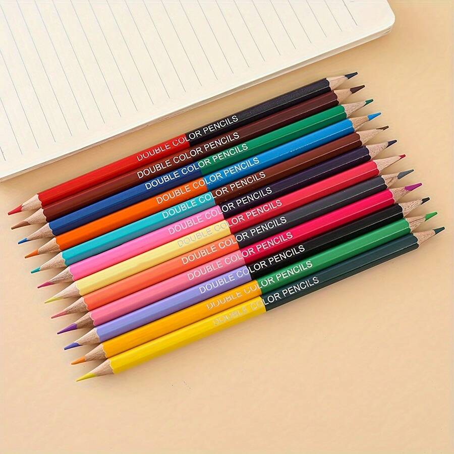 12 Pieces/24 Colors Water-Soluble Colored Pencils - 24 Vibrant Colors, Triangular Shape, Suitable For Journaling, Sketching, And Art Supplies For School, Office, And Artists, Office Art Supplies| Vibrant Art Supplies| Durable Art Materials, Colored Pencil Set - 12 chiếc, 24 màu - Xem 1