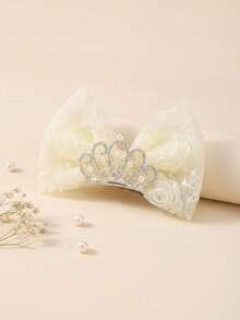 3pcs/Set Girls' Pink, Beige And Purple Floral Mesh Hair Clips, Sweet Hair Accessories Suitable For Birthday Party - Multicolor - View 4