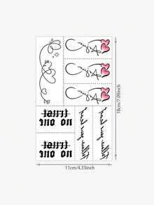 1 Sheet Of Tattoo Stickers, Simple Heart English Signature Collection, Temporary Tattoos, For Arms, Abdomen Non-Reflective, Realistic Tattoos Suitable For People, For Daily Use, Can Last3-5Days - Multicolor - View 6