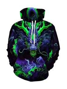 Local Delivery‌Pullover Fantasy Animal Theme Sweatshirt Realistic Graphic Hoodie, Plus Size Men'S Dragon Hoodie Autumn Winter Long Sleeve - Mixed Colors - 查看 2