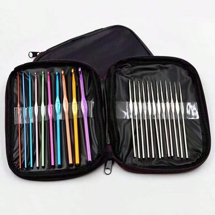 22pcs Crochet Hook Set, Colorful Aluminum Crochet Hooks, Handmade DIY Yarn Knitting Tools, Random Color - Crochet Hook Set - View 1