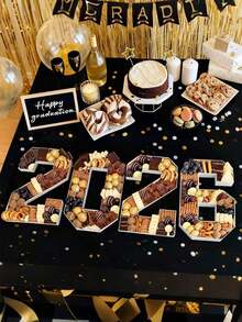 2026 Graduation Decorations - 2026 Wooden Number Puzzle Decor - 10 Inch Paper Service Tray Decorations, Suitable For Kindergarten, Preschool, High School, College Graduation Parties - Xem 4