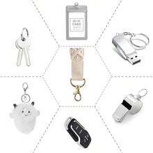 Macrame Key Chain Cute Keychain Wristlet Lanyard Boho Woven Wrist Lanyard Keys, Key Chains Car Key ID Badges - 米色 - 查看 6