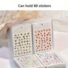 1 Album đựng sticker móng tay hai mặt dung tích lớn, giải quyết các vấn đề như sticker móng tay lộn xộn, khó tìm mẫu, dễ bị gấp và phai màu, lưu trữ thẻ màu bất tiện và thiếu không gian lưu trữ. Các trang bên trong hiển thị rõ ràng các kiểu dáng, và thiết kế chống thấm nước và chống bụi giúp bảo vệ sticker. Thích hợp cho việc sắp xếp salon nail, sưu tập kiểu móng, lưu trữ dụng cụ làm móng, quản lý kiểu móng và lưu trữ thẻ màu nghệ thuật làm móng. - Nhiều màu - Xem 10