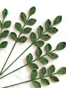 1 pieza Decoración de hoja de ganchillo hecha a mano, hoja de tela de ganchillo artesanal, adecuada para el Día de San Valentín, decoración del hogar de primavera/verano, ramas de plantas artificiales, diseño creativo, regalo del Día de San Valentín, regalo de cumpleaños/graduación - hojas trenzadas - Ver 2