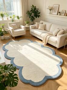 1pc Asymmetrical Cloud-Shaped Rug, Minimalist Fresh Style, Light Blue Border, Soft White Filling, Suitable For Casual Bedroom, Laundry Room, Sofa, Decorative Rug, Bedroom Decor, Small Rug, Carpet, Home Decor, Living Room Rug - Multicolor - View 13