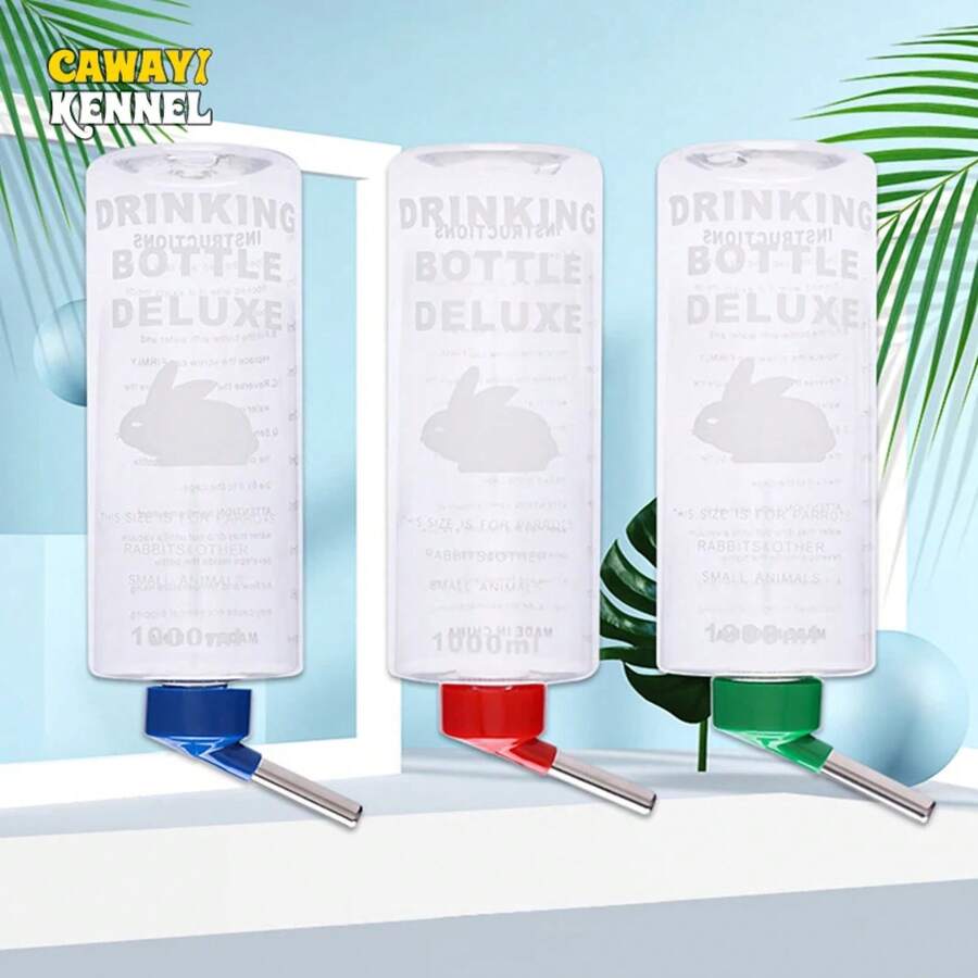 Dispensador de botellas de agua de plástico para beber conejos, alimentador colgante para mascotas, conejillo de indias, ardilla, conejo, aleatorio, 1000ml, 1 ud. - 1 unidad de color aleatorio - Ver 1