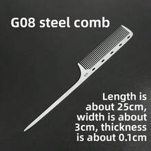 1 chiếc lược thép không gỉ 1mm, lược chải tóc chuyên nghiệp, dụng cụ làm tóc. - Bạc - Xem 16