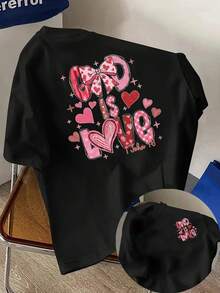 Short Sleeve T-Shirt With Front And Back Print - "God Is Love," Bible Verse Inspired Print - Fashionable Printed T-Shirt For Women, Spring/Summer Fashion Item. - Black - View 6