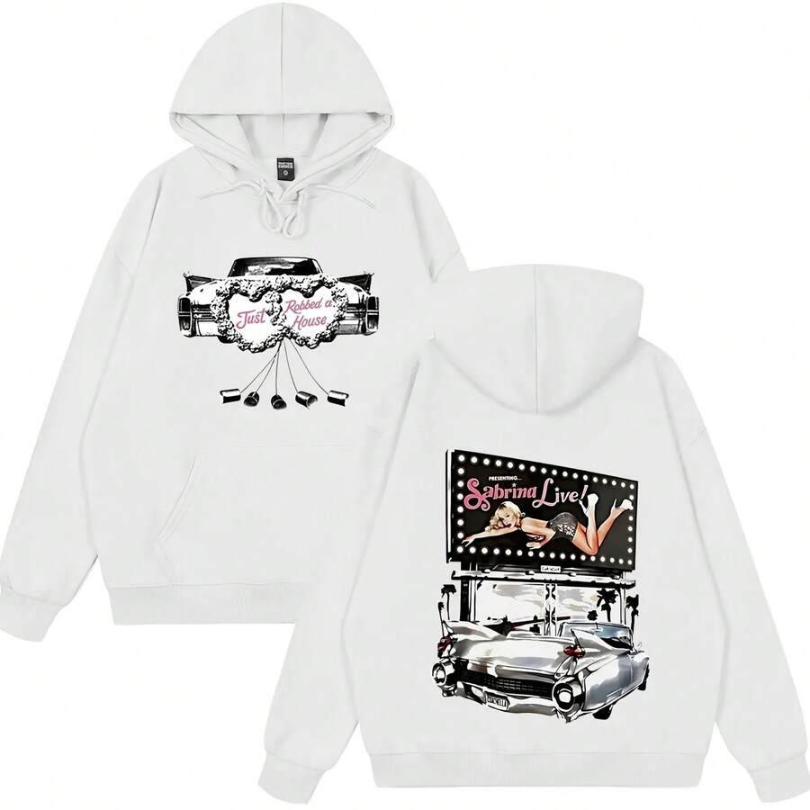 Sabrina Carpenters 2026 Tour Print Hoodie Men Women Vintage Pullover Winter Long Sleeves Fleece Loose - trắng - Xem 1