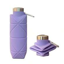 Reusable & Portable Collapsible Water Bottle/Cup (With Leak-Proof Valve) - Silicone Foldable Travel Bottle (Upgraded Design); Ideal For Fitness, Camping, Hiking, Travel, And Various Sports; Lightweight And Durable. - 紫色 - 查看 13