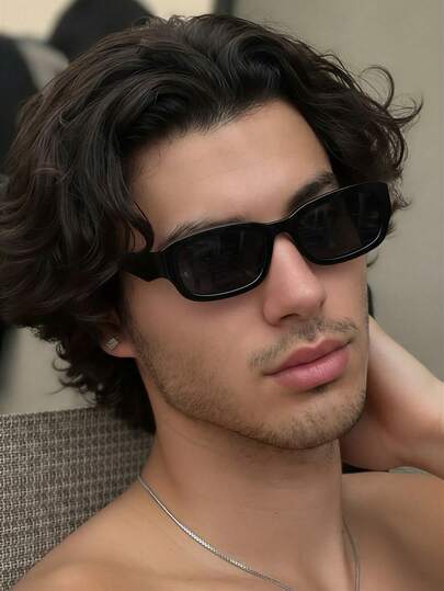 1 Pair Men's Minimalist Small Square Black Fashionable Fashion Glasses