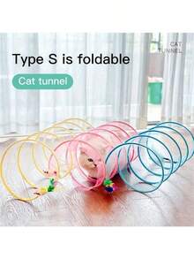 1pc Cat Toy Tunnel Bag, Cat Scratch Pad With Mouse, Self-Entertainment Toy For Cats To Play And Burrow - Multicolor - View 10