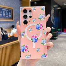 Funda para teléfono: Funda de gel adecuada para Samsung Galaxy S22, S23, S24, S25, S26 FE, Edge, Pus, Ultra A56 A54 A55 A36 A35 A26 A25 A17 A16 A15 con estampado de flores de hortensia fragmentadas. - Negro - Ver 7