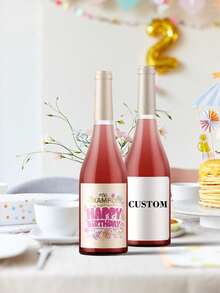 10/30/50/100pcs Customized Wine Bottle Stickers, Personalized Champagne Bottle Labels, Artistic Style Decorative Wine Bottle Labels, Suitable For Weddings, Birthdays, Anniversaries, Graduations, Customizable Photo Stickers, Waterproof Adhesive Rectangular Decorations, Special Occasion Gifts For Weddings And Parties - Multicolor - View 3