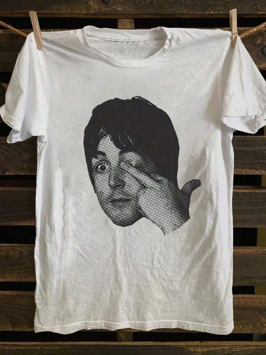 Fun Beatles Graphic T-Shirt For Men And Women - Vintage Band Band T-Shirt, Lightweight And Breathable, 100% Cotton, Oversized Crew Neck And Short Sleeves For Casual Wear, Parties And Everyday Wear - Unisex Retro Style Adult Garment With An Iconic Black And White Musical Note Print, Double Needle Stitching, Machine Washable, Perfect Gift For Music Lovers, Band T-Shirt. - 白色 - 查看 1