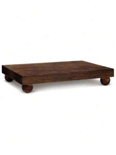 1pc Wooden Base Soap Dish Holder, Farmhouse Style Wooden Stand For Kitchen/Bathroom Counter Decor, Display Plants, Candles, Vases, Vanity Organizer, Fall Decor, Back To School, Home Bathroom Storage, Kitchen Accessories, Countertop Decorative Tray