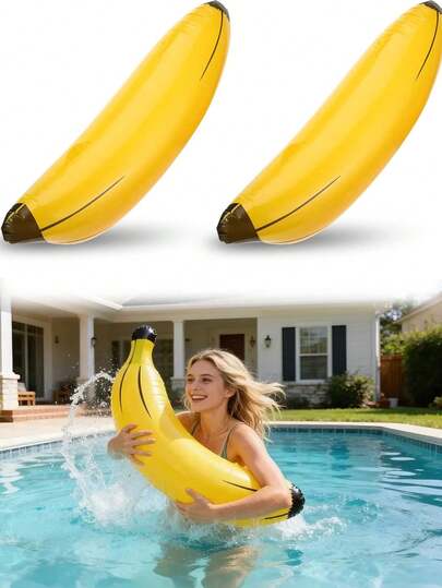 3pcs Inflatable Banana Bar Props, Single-Person Party Atmosphere Decor, Home Swimming Pool Safety Tool, Summer Swimming Pool, Fixed Inflatable Banana, Inflatable Banana Game, Suitable For Single-Person Party, Bridal Party Decor, Engagement Party, Lingerie Party, Christmas, Graduation Party, Adult Summer Vacation, Beach Swimming, Water Games, Travel Supplies