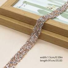 1pc Self-Adhesive Resin Rhinestone Trim, Clothing Accessory DIY Decor - Champagne - View 9