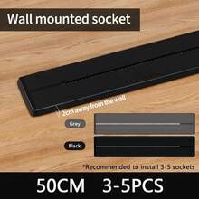 Toma de pared para carril eléctrico, toma de expansión de aluminio para cocina 40cm 50cm, toma integrada en encimera - 50 cm - Montaje en pared - Ver 13