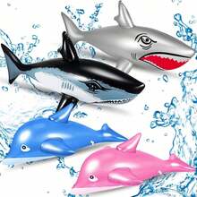 1pc Inflatable Shark & Dolphin Floating Toy, Durable PVC Blow Up Ocean Animal, Swimming Pool, Beach And Party Decoration Toy - Multicolor - View 2
