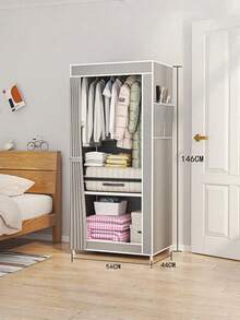 Multi-Tier Storage Rack Wardrobe, Large Storage Space, Spacious Hanging Space, Sturdy Frame, Easy Assembly, Space-Saving, Suitable For Bedroom And Home Use. - Multicolor - View 3