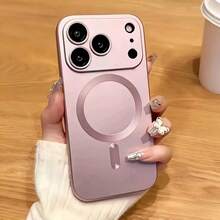 1 Ốp lưng điện thoại silicon mềm màu hồng, từ tính, sạc không dây, siêu mỏng, mờ, chống rơi vỡ, phủ lớp sơn kim loại, bảo vệ toàn diện ống kính, tích hợp các nút bấm, tương thích với Samsung Galaxy S26Ultra/S26Plus/S26/S26Edge/S26Pro/S25Ultra/S25Plus/S25/S25Edge/S25FE/A57/A37A17/A07/A56/A36/A26/A55/A35/A25/A15/A24/A34/A14/A16/A06/A05S, chống nước, chống sốc, chống trầy xước. Cũng tương thích với iPhone 17pro/17promax/Apple Air/17/17E/16pro/16promax/16plus/16/16E/15pro/15promax/15plus - Hoa hồng vàng - Xem 2
