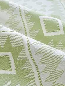 1pc Boho Geometric Ice Silk Sofa Slipcover, Non-Slip Dotted Back Couch Protector, Lightweight Cooling Cover For Living Room - Green - View 10