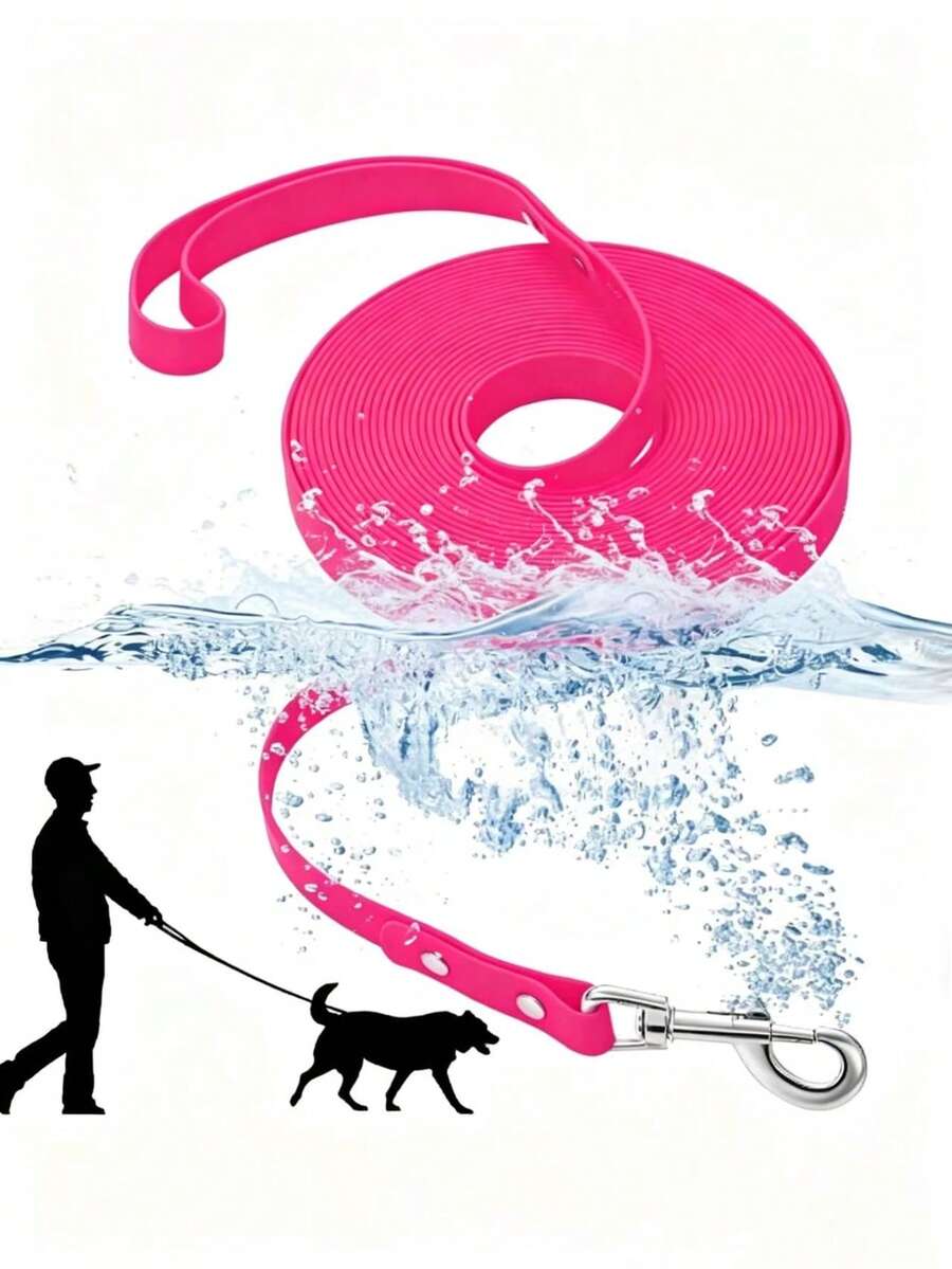 PVC Waterproof Long Dog Leash, Easy To Clean, Reflective Material, With Recall Training And Tracking Functions, Suitable For Small, Medium, And Large Dogs. - Pink - View 1