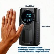 2026 Upgraded Multifunctional Portable Mini Air Compressor With Jump Starter, 150PSI Tire Inflator, Digital Display, Tire Pressure Monitoring, 3-Mode LED Flashlight And Battery Charger, 8000A Peak Current, Vehicle Maintenance Tool! - Black (machine + 5 Nozzles) - View 3