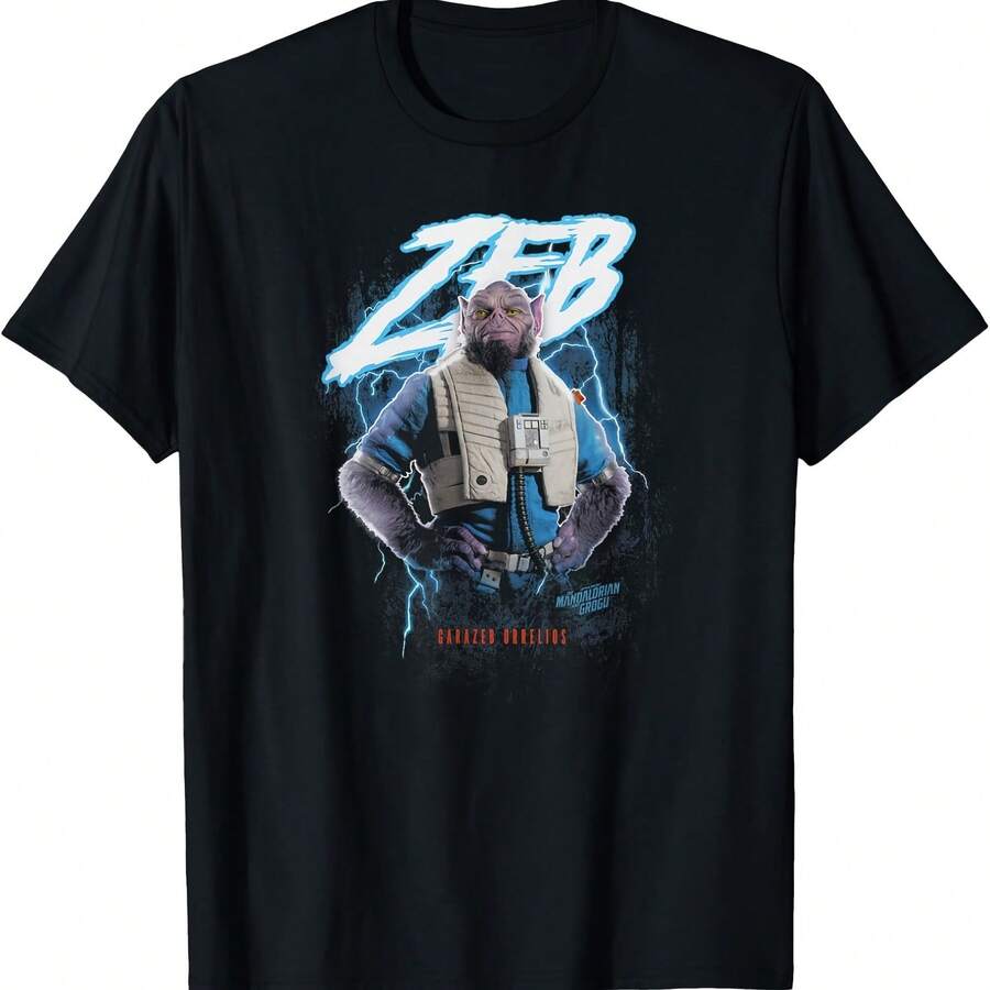 Star WarsD The MandalorianD And Grogu Zeb Orrelios Cool Retro T-Shirt - màu đen - Xem 1