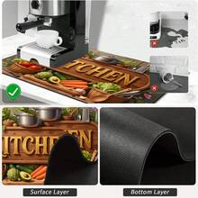 1pc Dish Drying Mat, Coffee Machine Pad, Kitchen Style Woodgrain Floral Fruit Vegetable Decor Pattern Absorbent Draining Mat, Suitable For Dining Table And Cafe, Creates Natural Fresh Dining Environment, Multi-Purpose Drainage Mat, Home Gift, Desktop Decor - XYLSD-267 - View 10
