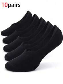 1/5/10 Pairs (Random Delivery) Men's Plus Size Non-Slip Invisible Loafer Socks, Suitable For Daily Life Or Sports - Multicolor - View 26